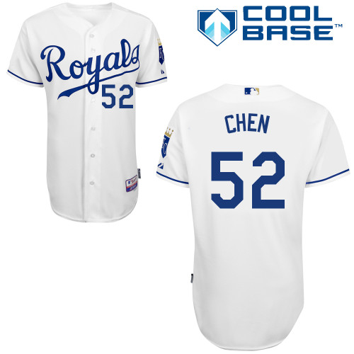 Bruce Chen #52 MLB Jersey-Kansas City Royals Men's Authentic Home White Cool Base Baseball Jersey
